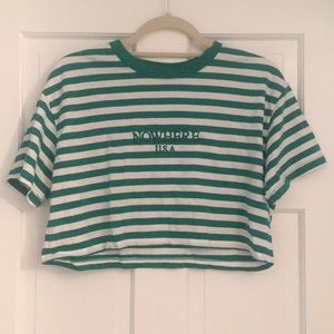 Cropped green and white t shirt NWT